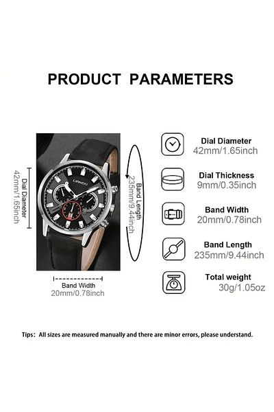 Feron accessories Sport Chronograph Men's Wrist Watch Black and Silver Case Tm-524