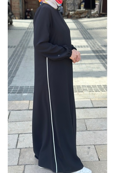 nisa ferace Ayrobin fermuarlı ferace yanı beyaz şerit ve lastik detaylı 361 m...