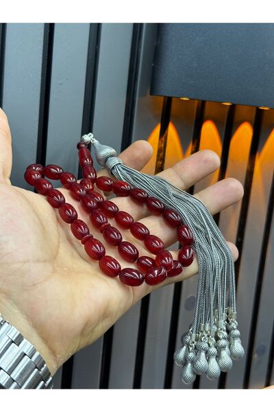 Home Osmanlı benzetme model hareli ağır 925 ayar gümüş püsküllü sıkma kehribarı