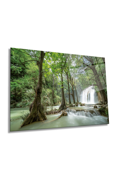 Rosyvien Pictură Orizontală Peisaj Cascada și Pădure, Decorare Perete Acasa ș...