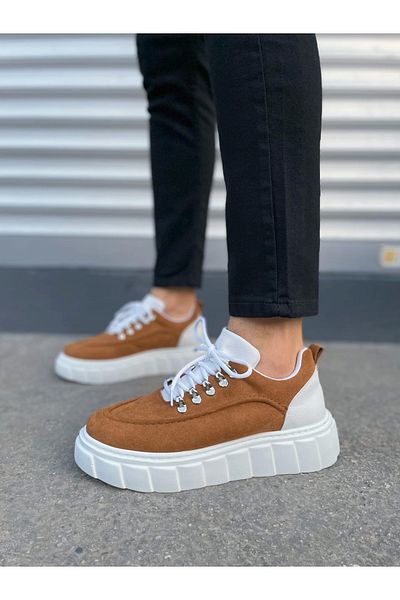 TB Terzi Bey Tb010 Cloud Lace-Up Suede Men's Casual Sneaker Shoes Sbt - Tan/White