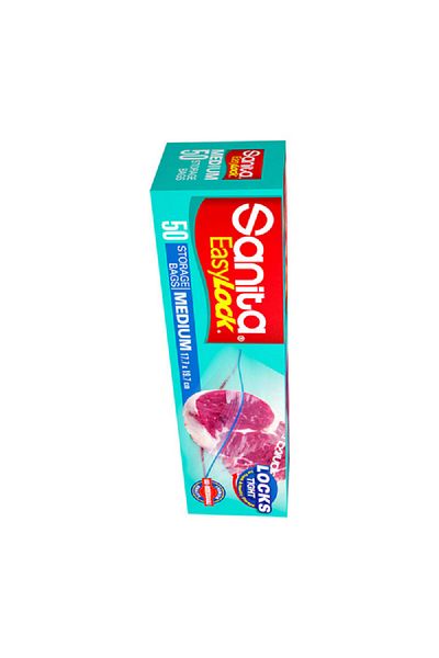Sanita 50-Bags Easy Lock Biodegradable Plastic Medium Storage Bag Clear 17.7 x 19.7cm