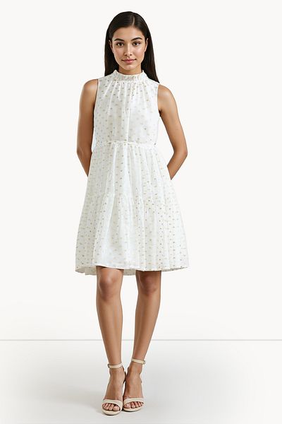 French Connection Sleeveless White Mid-Calf Dress