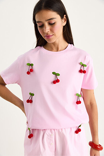 Bianco Lucci Tricou cu mânecă scurtă pentru femei Cherry Accesoriu 60602016