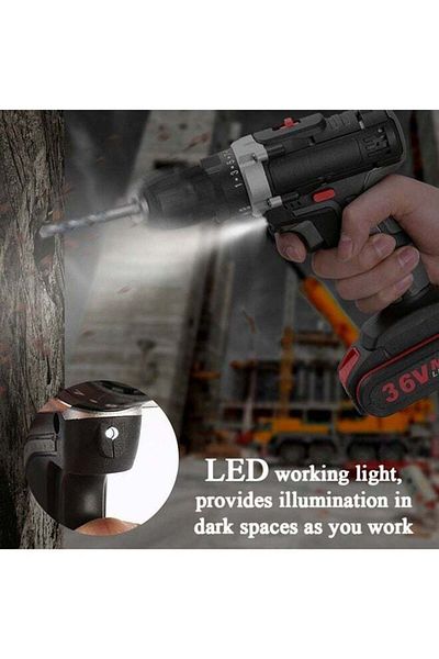 COOYA 36V Cordless Electric Impact Drill-Multi-Functional Wireless Power Tool with Holder