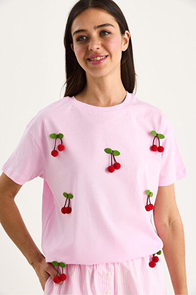 Bianco Lucci Tricou cu mânecă scurtă pentru femei Cherry Accesoriu 60602016