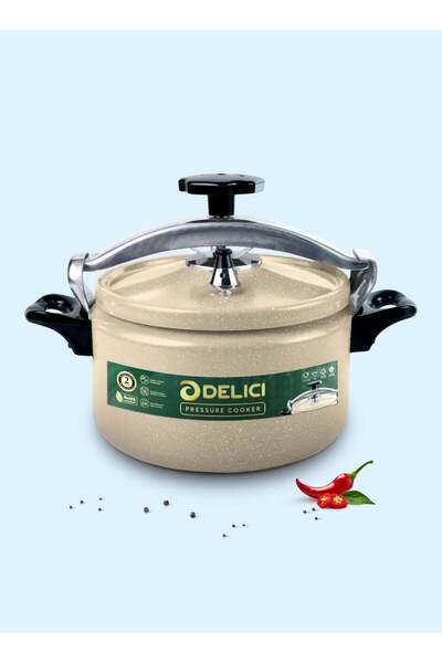 DELICI قدر ضغط من الألومنيوم سعة 7 لترات - هيكل متين، قفل أمان، قاعدة قوية، ضمان لمدة عامين (DPC 7B)