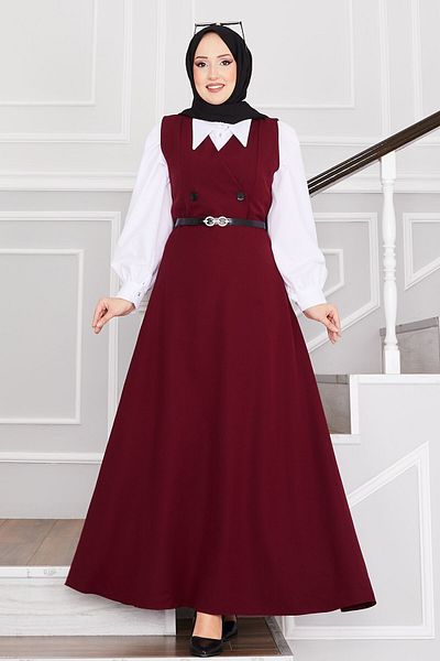 EBRUTESETTÜR Button Detailed Belted Hijab Gilet