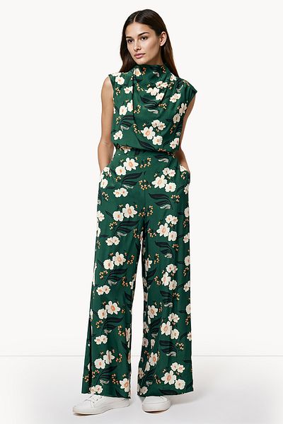 French Connection Floral Viscose High-Rise Flare Pants
