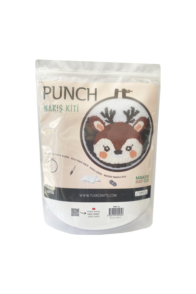 NAKO Hello Punch Nakış Kiti Geyik Desenli Kumaş Punch Yapım Seti