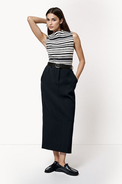 French Connection Striped Cotton Blend Boat Neck T-Shirt