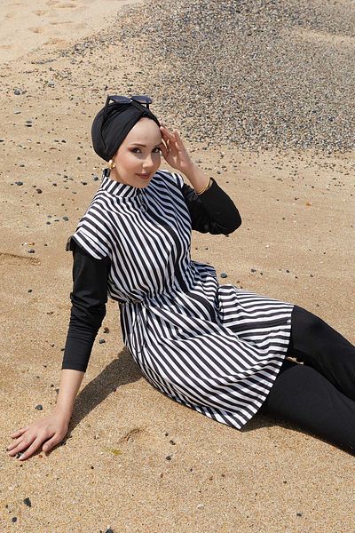 EBRUTESETTÜR Full Length Zippered Adjustable Waist Hijab Swimsuit
