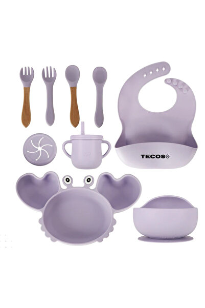 TECOS Комплект силиконови прибори за хранене за деца, Tecos®, 9 части, раци, ...