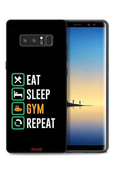 Tolwak غطاء حماية لهاتف سامسونج جالاكسي نوت 8، Eat Sleep Gym Repeat
