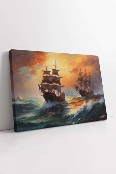 KOSS Dijital Pictură pe pânză de războiul piratilor, pictură de război naval, pânză de navă de război, pictură premium