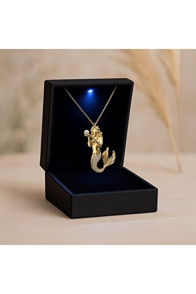 İNDİGO TAKI Işıklı Kutuda Deniz Kızı Altın Kaplama Gümüş Kolye