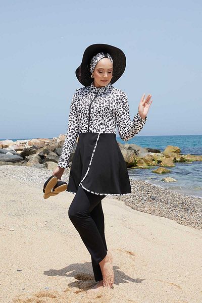 EBRUTESETTÜR Front Half Zipper Skirt Allerli Hijab Swimsuit