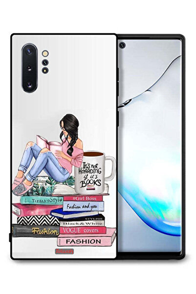 Tolwak غطاء حماية لهاتف سامسونج جالكسي نوت 10 بلس، تصميم فتاة وكتب أزياء فنية