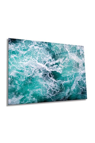 Rosyvien Tablou de sticlă orizontală Sea Wave, decor de perete pentru casă și birou, cadou de lux