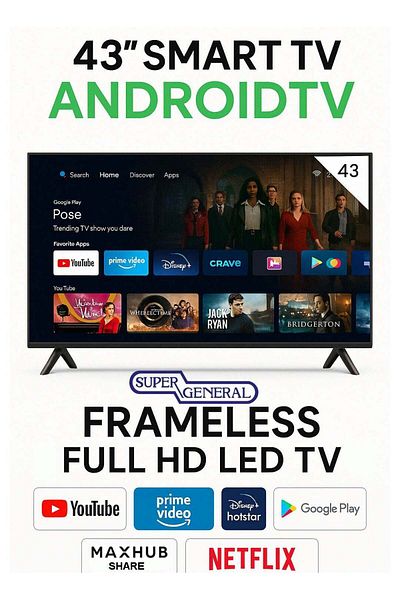 SUPER GENERAL 43 Inch Smart Led Tv | Hd 1366 X 768 Resolution | Android Tv