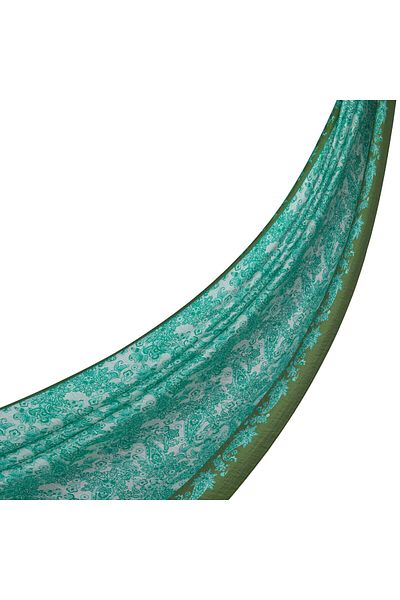 ipekevi Turquoise Green Mesopotamia Model 06 Patterned Shawl
