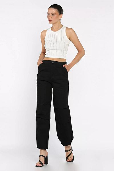 GÜLSELİ Black Women's High Waist Jean Jeans with Elastic Waist and Legs