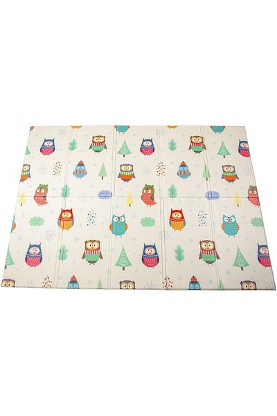 indiggo Covoras Reversibile din Spuma,Model Bufnite, Impermeabil, Pliabil, 150 X 200 cm, Multicolor
