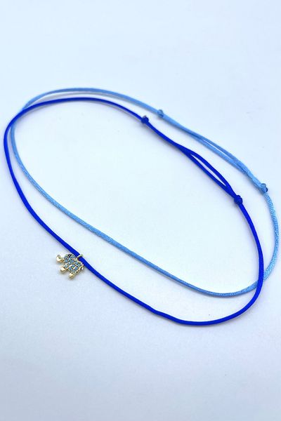 Concept HuBuTU 2 Pieces Zircon Elephant Figured Saks Blue Silk Floss Thread Summer Anklet Set