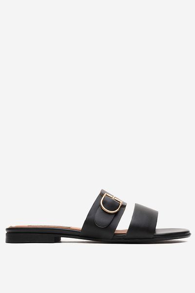 Dericlub Dericlub Rc 015 R005 Real Leather Women's Slippers Black