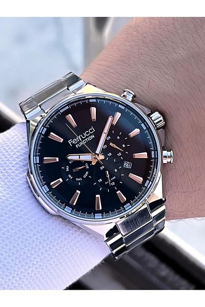 Ferrucci 2 Year Warranty Steel Cord Inner Dial Features Active 3 Atm Men Wrist Watch Ef.12654.02