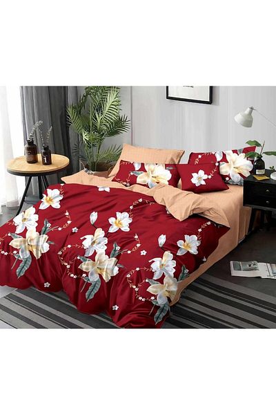 trendyhome Bed Linen, Fine Cotton, 6 Pieces, Lilies, Multicolor, HR24137