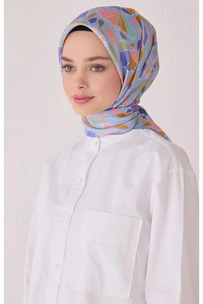Belli Tivil Pure Silk Scarf 4049-04 Blue Mixed Pattern
