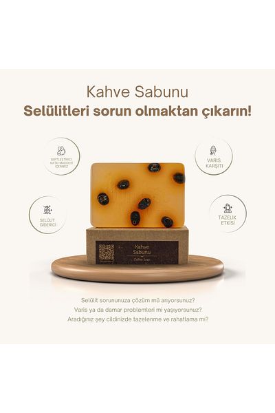 dionesse Natural Coffee Soap 120 Gr - Handmade, Skin Revitalizing Soap Against Cellulite Appearance