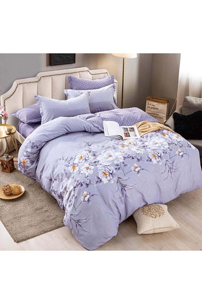 trendyhome Double bed linen, 6 pieces, Fine Cotton, Lilac, J9761