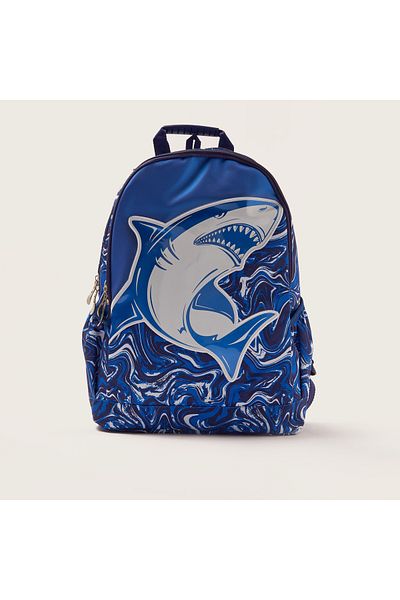 Juniors Shark Print Backpack With Adjustable Shoulder Straps - 18 Inches