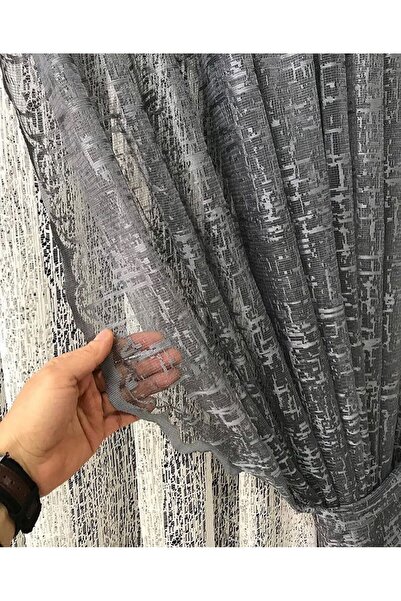 Ceylanlar perde Two Wings Background Curtain Lace-Up Gray Slub