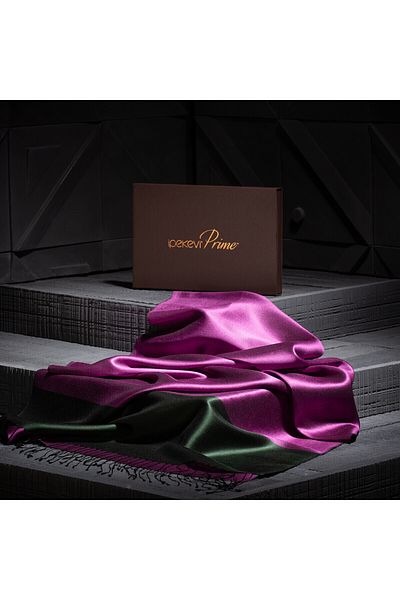 ipekevi Bougainvillea Green Double Border Prime Silk Shawl