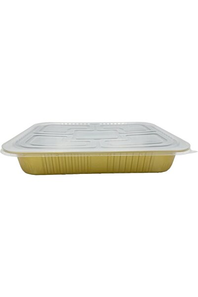 Ideal Pack 4600 ml Golden Aluminium Rectangular Food Container with Lid – 1 P...