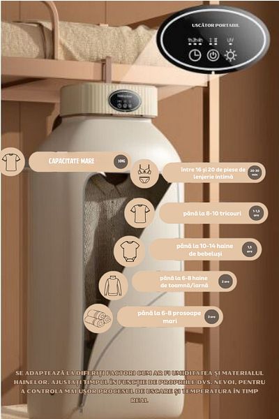 clickzu Clickzu mini electric clothes dryer, foldable, portable, UV, 2 modes, touch screen, remote control