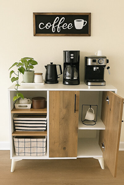 Home ZEN KAHVE KÖŞESİ ÇOK AMAÇLI DOLAP %100 MDF BEYAZ ÇAM