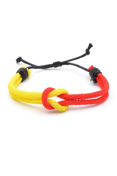 Bu Farklı Yellow Red Fan Macrame Rope Bracelet - Adjustable Bracelet - Women's Men's Bracelet