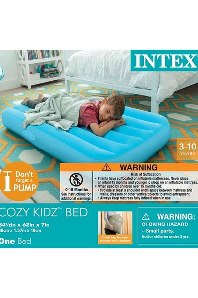Intex سرير هوائي قابل للنفخ كوزي كيدز بتقنية فايبر تيك، تشكيلة متنوعة