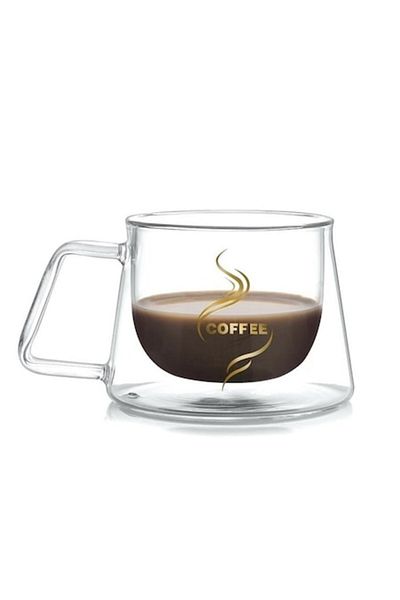 OEM Ceașcă de cafea din sticlă 200 ml, cu perete dublu și rezistentă la căldură