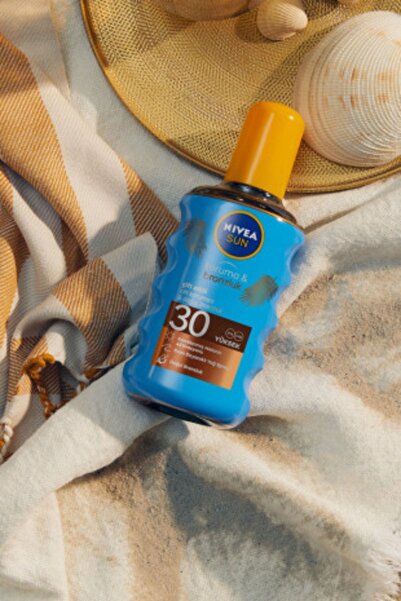 NIVEA Sun SPF30 Koruma & Bronzluk Güneş Yağı 200 ml Sprey,Yüksek Güneş Koruyucu ve Doğal Bronzlaştırıcı