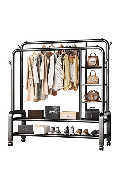 Generic Multi Function Double Pole Clothes Stands & Shoe Racks