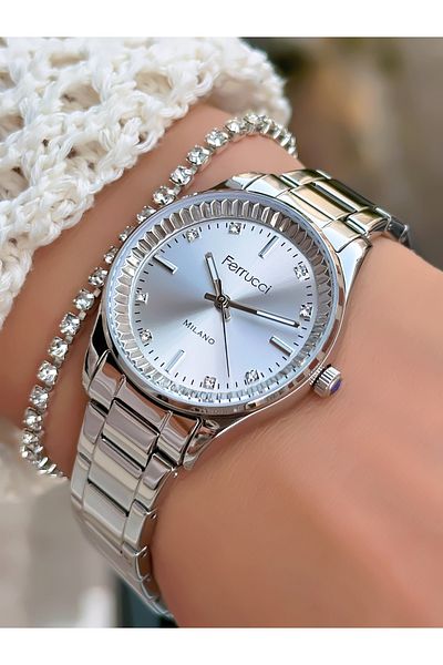 Ferrucci Steel Cord Women's Wristwatch 3 Atm Waterproof with 2 Years Warranty Mechanism