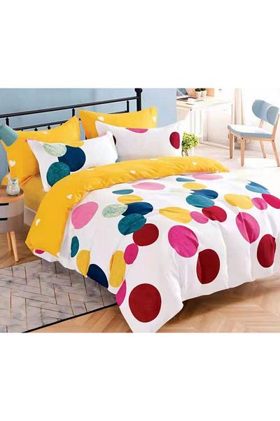 trendyhome Bed Linen, Fine Cotton, 6 Pieces, Circles, Multicolor, HR24172