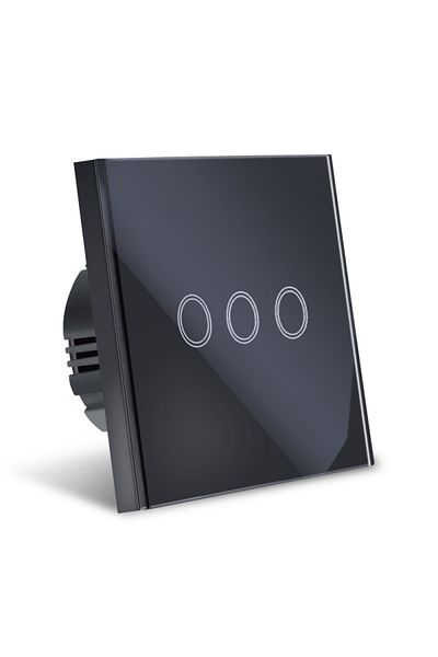 TECHSTAR Întrerupător tactil inteligent, wireless 2.4ghz, sticlă securizată, design modern, iluminare LED, 3 faze