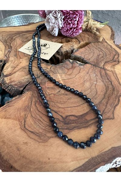parze doğaltaş Blue Sapphire Natural Stone String Necklace