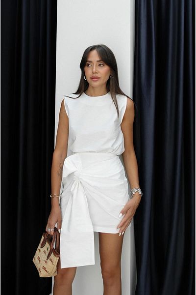 Havoş Ecru Bow Detailed Skirt Blouse Set